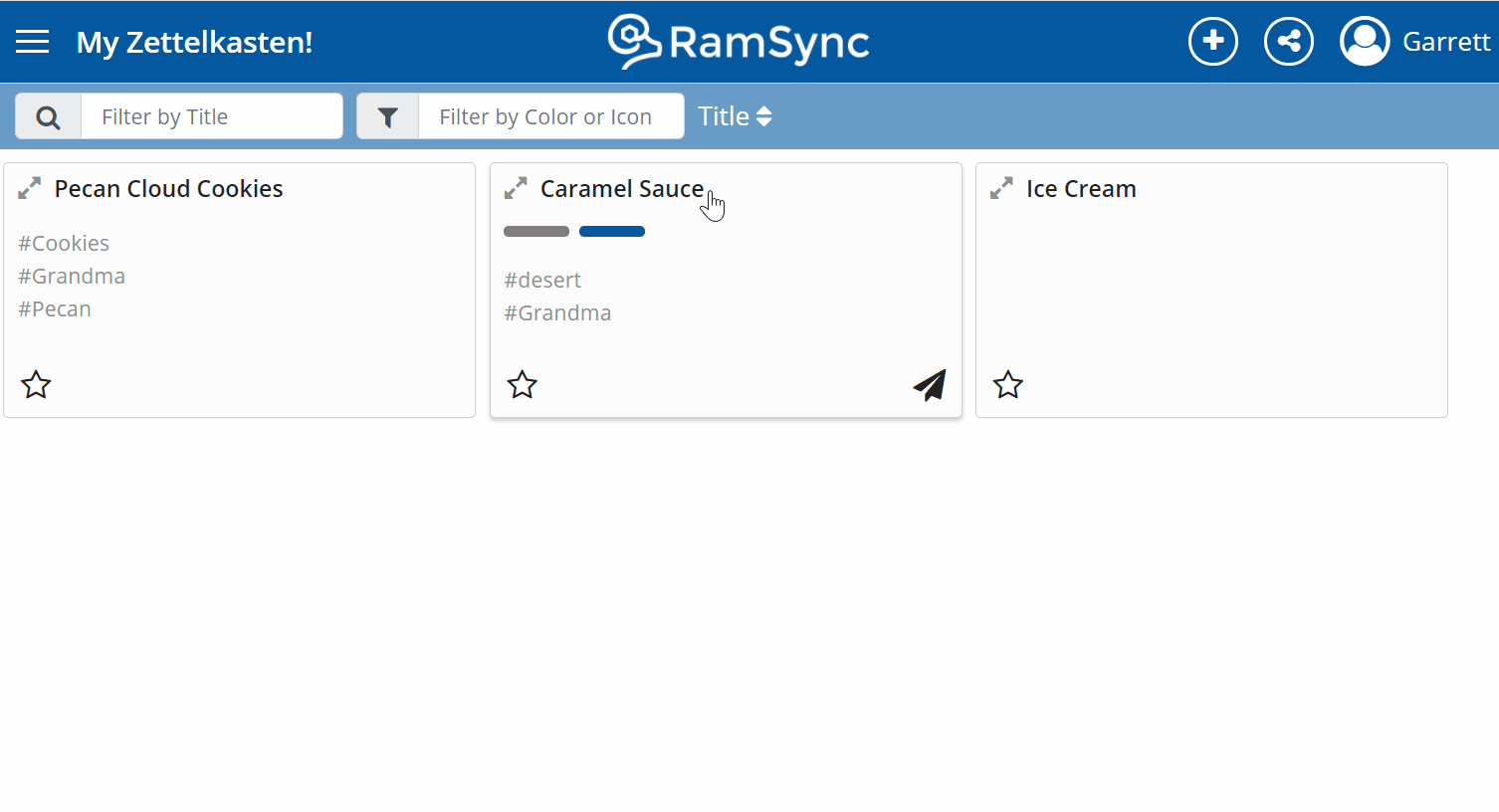 Type @ and a Note title to make a connection. Fast and easy with RamSync!